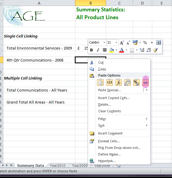 Data Linking in MS Excel - Acuity Training