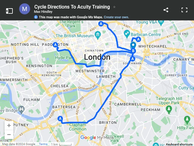 Bike Directions to London Venue