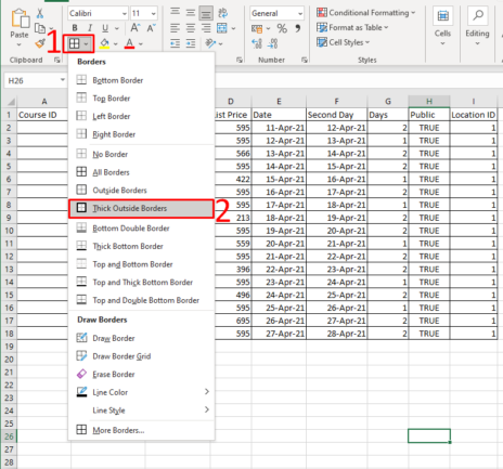 Excel: How To Add Simple Borders