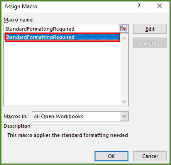 excel macro assignment statement