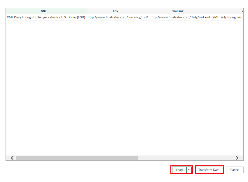 Transform or Load Data into Excel