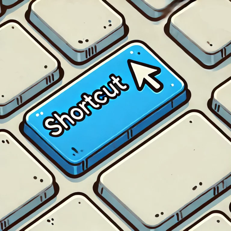 Cartoon showing a keyboard key with the word shortcut inside