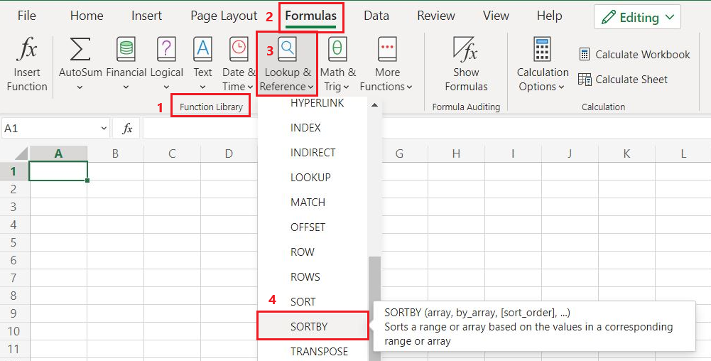 SORT and SORTBY functions