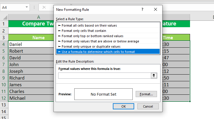 Use a formula to determine which cells to format   