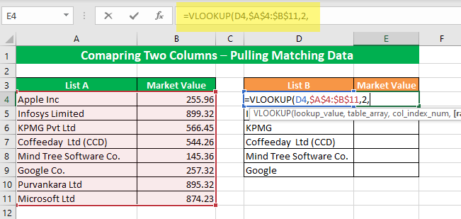 Select the third argument Colum Index