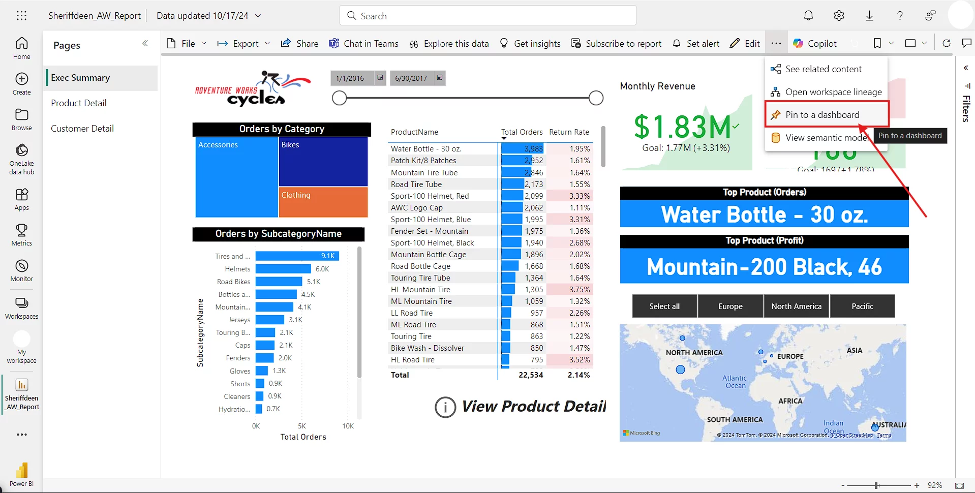 Example Power BI Report Page