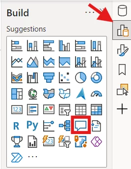 The speech bubble icon in the visualisation pane