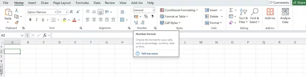 The number format tool in Excel