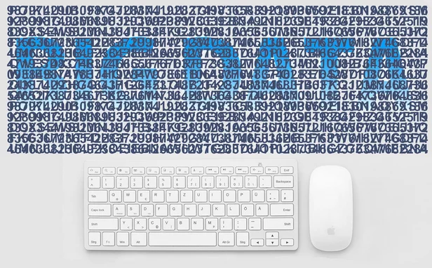Infographic of the word big data obscured by hundreds of characters