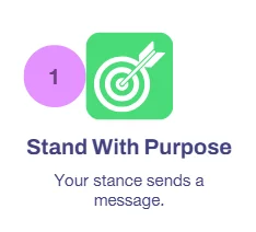 Small icon of a target with description of standing with purpose
